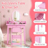 Kids Makeup Beauty Dressing Table w/ Chair & 2-Color LED Lighting-Pink
