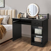 Modern Study Writing Desk w/ Pull-Out Keyboard Tray-Black