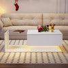 Coffee Table with LED Light, High-Gloss White With Drawer Living Room Furniture