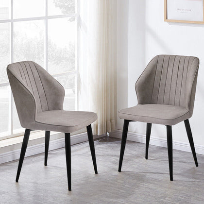 2x Dining Chair PU High backrest Metal Legs Kitchen Home Restaurant Office Room