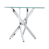 Square Glass Coffee Table Side Table Cross Stainless Steel Legs Sofa Living Room