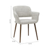 Grey Linen Dining Chairs 2PC/Set Kitchen Leisure Seat w/ Metal Legs Accent Chair