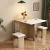 Drop Leaf Table & Stools Foldable Dining Set with Storage, 120x80cm, Oak+White