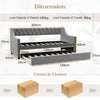 Linen Upholstered Daybed Single Size Trundle Bed Wood Sofa Bed Frame w/Trundle