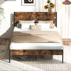 Metal Bed Frame Industrial Platform Bed King Size-Brown