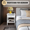 White Bedside Table Wooden Nightstand Cabinet Storage Unit with Shelf & Drawer