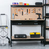 Workbench Workshop Garage Steel Storage Tool DIY Table W/ Pegboard Drawers Black