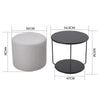 Round Sofa Side Tea Table & Linen Ottoman Footstool Under Desk Chair Living Room