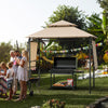 Outdoor Grill Gazebo Shelter Double-Tiered BBQ Grill Patio Canopy 2 Side Shelves