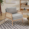 Mid-century Modern Armchair Wooden Frame Vintage Rattan Woven Arm Lounge Chair