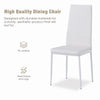 4x White Faux Leather Stripe Dining Chairs&White Marble MDF Top Dining Table Set