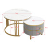 2Pcs Round Nesting Coffee Table Set Stacking Side Tables w/ Drawers Space-saving