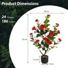2 Pack Artificial Camellia Tree Faux Flower Plant Artificial Tree Home Decor