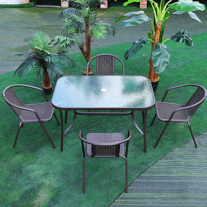 4/6X Wicker Plastic Chairs Garden Outdoor Table Furniture Chair Bistro Cafe Seat