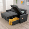 Linen/Faux Leather Sofa Bed Corner - Sofa Bed with Storage & Reversible Chaise