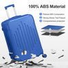 ABS Luggage Set Diamond Pattern Non TSA Locks 4 Piece Navy Blue