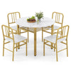 Round Kitchen Table & 4 Chairs with Storage Rack & Metal Frame-White
