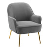 Nordic Lounge Chair Accent Armchair Grey Velvet Upholstered Single Fireside Sofa