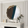 32" Gold Modern Art Decorative Wall Mirror Irregular Frame Vanity Mirror Bedroom