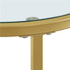 Round Side Table with Glass Top, Gold End Table with Metal Frame for Living Room