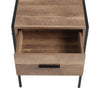 Industrial Bedroom Nightstand Compact Bedside Table One Drawer Storage Cabinet