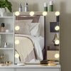 White Dressing Table with LED Lighted Mirror Stool Drawer Vanity Set Makeup Desk