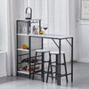 3Pcs Bar Table Stools Set 2 Bar Stools for Breakfast Pub Counter Small Apartment
