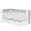 3FT SINGLE WOODEN STORAGE BED FRAME WITH DRAWERS AND SHELVES FOR KIDS, TEENAGERS