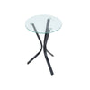 Versatile Clear Sofa Side Glass Coffee Bedside Table Black X Metal Legs Hall NEW