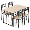5 Pcs Dining Table Set Industrial-Style Kitchen Table & 4 Chairs-Natural