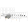 Lechnical BQ Bed Frame with Headboard White 120 x 200 in Solid Wood, Bed M3Q0