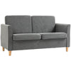 2 Seater Compact Loveseat Sofa Modern Couch with Wood Legs and Armrests Grey