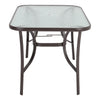 1.5m Brown Garden Glass Table Outdoor Cafe Rectangle Dining Table w Parasol Hole