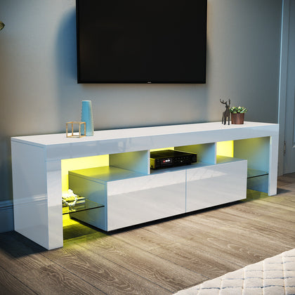 Modern 160cm TV Unit Stand Matt Body & High Gloss Doors RGB LED Light Cabinet