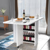 UK Foldable Dinner Table with Wheels and Storage Shelf Space Saving Dining Table