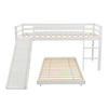 3FT Single Wooden Bunk Bed Kids Sleeper with Slide and Ladder Cabin Bed White