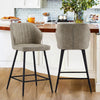 Set of 2 Bar Stools Faux Leather Back Upholstered Metal Legs Barstool Pub Chair