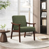 Mid-Century Modern Corduroy Upholstered Accent Chair with Solid Wood Legs Green
