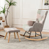 Rocking Chair with Footstool Fabric Velvet Relax Chair Lounge Recliner Armchair