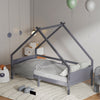 Kid House Bed Frame Single Bed Solid Wood House Shape Toddler Child Floor Frame