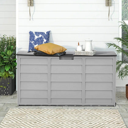 LARGE PLASTIC GARDEN PATIO STORAGE DECK BOX CHEST LID CONTAINER WATERPROOF SHED