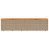 Garden Storage Box Beige 220x50x54 Poly Rattan Acacia Wood K6H0