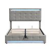 Double Bed Upholstered Bed Grey Fabric Gas Lift Ottoman Storage Bed Frame 4ft6