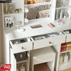 White Dressing Table with Large Mirror 3 Drawers Stool Makeup Desk Vanity Set