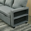 Linen Fabric 3 Seater Pull-Out Reversible Chaise Corner Sofa Bed Couch Storage