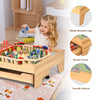 Kids Wooden Train Track Railway Set Table with 100 Pieces Storage Drawer