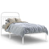 Metal Bed Frame with Headboard White 90x200 H5N1