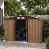 9 x 6FT Galvanised Garden Storage Shed w/Sliding Door, Light Brown