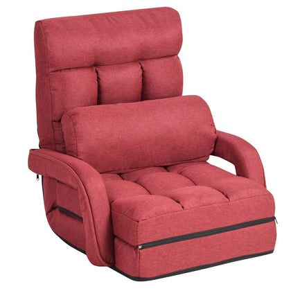 2 IN 1 Folding Lazy Sofa Lounger Floor Gaming Armchair Bed Recliner Adjustable