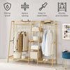 Neo Natural Bamboo Freestanding Open Clothes Rack Rail Storage Shelf Coat Stand